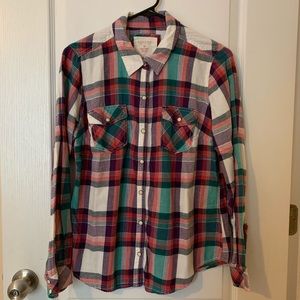 Sonoma colorful soft flannel button down top